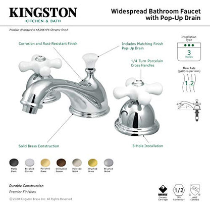 Kingston Brass KS3960PX Restoration Widespread Bathroom Faucet, Matte Black, 6.5 x 3.5 x 3.06 - color: Matte Black