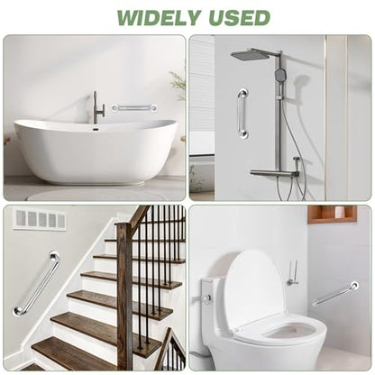3 PCS Grab Bars for Seniors Bathroom 16" and 12" Shower Safety Handle | Stainless Steel Shower Support Bar Holds up to 500LBs, Anti Slip Bath Assist Handles for Handicap Elderly Injury Pregnant - size: 3PCS