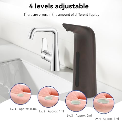 Automatic Soap Dispenser, 13oz/400ml for Bathroom & Kitchen | 4-Level Adjustable Touchless Hand Soap Dispenser ,Battery Operated Electric Dispenser, Plastic Material Soap Holder - color: Deep Grain