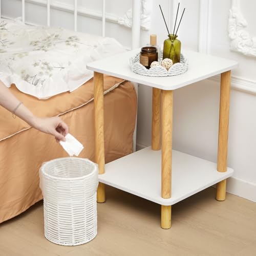 Ctosree 1.3 Gallons Small Wicker Trash Can with Lid Handle Woven Wicker Rattan Bathroom Waste Basket Boho Trash Basket with 100 Plastic Garbage Bags for Bedroom Office Laundry (Scalloped Style, White) - color: White, size: 1.3 Gallons, style: Scalloped St