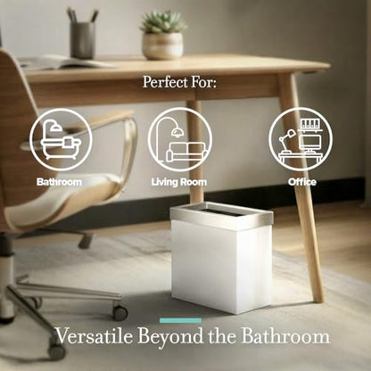 Gatco Small Bathroom Trash Can with Lid, Rectangle 3 Gallon Stainless Steel Wastebasket, Under Sink, Matte Pearl and Satin Nickel, for Bathroom, Bedroom, Office (1939SN) - color: Matte Peral / Satin