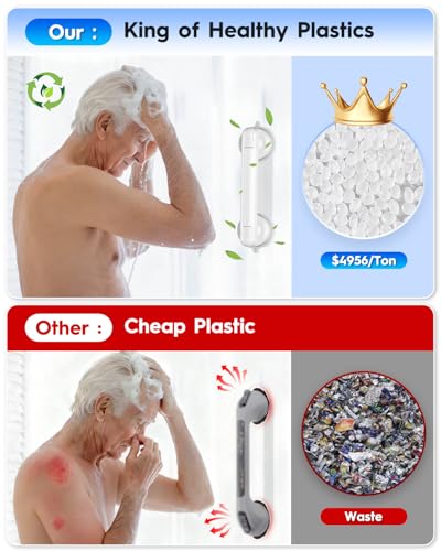 Upgraded 2-Pack Grab Bars for Shower Bathroom Wall, Heavy-Duty Suction Grab Bars Shower Handle Safety for Elderly Seniors Handicap, No Drilling Tool-Free, Easy Removal and Reusable (White) - color: White (2 Pack)