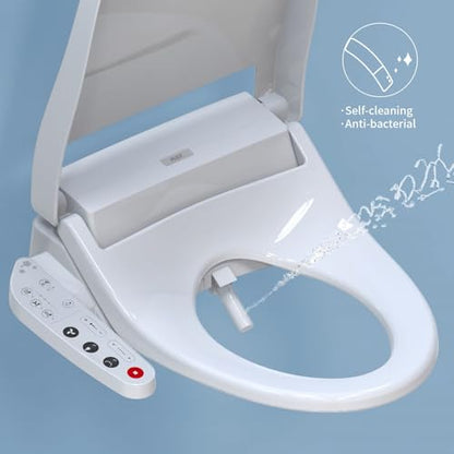 R&T V2601 Electric Bidet Seat, Elongated Smart Toilet Seat with Warm Water, Adjustable Heated Seat, Air Dryer, Night Light, Bidet Attachment for Toilet - color: V2601