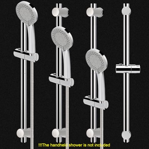 NearMoon Shower Slide Bar with Height/Angle Adjustable Handheld Shower Holder, Bathroom SUS 304 Stainless Steel Shower Head Holder for Bath (Screw Mounted, Chrome Finish) - color: Chrome Finish, style: Screw Mounted
