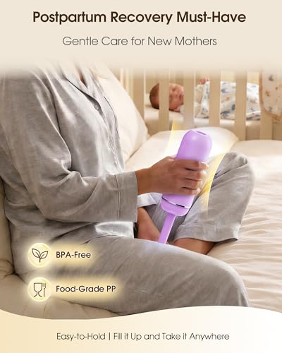 Portable Bidet for Travel & Camping - Manual Squeeze Peri Bottle Handheld | 3 Leak-Proof Seals | BPA-Free | Feminine Hygiene Care Postpartum | Extendable Sprayer with Nozzle for Men&Women-Light Purple - color: Light Purple