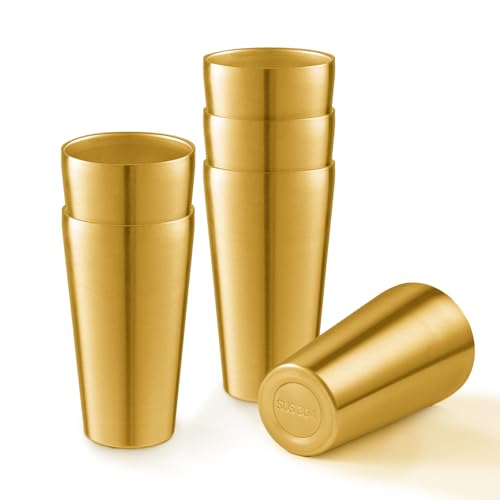 6 Pack 18.6 oz Stainless Steel Insulated Cup, Double Wall Vacuum Metal Cup, Reusable Camping Cups Unbreakable Indoor Outdoor for Party, Home, Office, BBQ, Gold - color: Gold, size: 6PC-18.6OZ