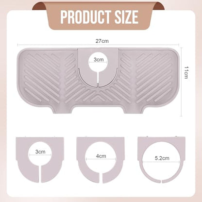 Teenyyou 2 Pcs Silicone Faucet Splash Guard 10.6 ” x 4.3” Kitchen Sink Splash Guard Faucet Mat for Kitchen Mat Catcher Black and Grey Sink Accessories for Bathroom