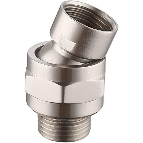 Brushed Nickel Shower Extension Swivel Joint, Biveah Adjustable Shower Head Connector G1/2 Brass Shower Adapter, KSB011NA - color: Brushed Nickel