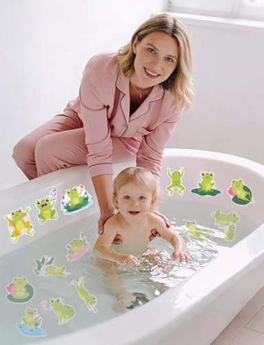 26Pcs Non Slip Bathtub Stickers, Cute Frog Stickers with Scraper | Anti Slip Bath Tub Shower Decal with Adhesive Back for Bathroom, Shower Stairs - color: Frog, size: 26Pcs