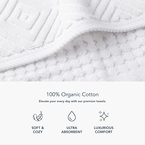 Texere 100% Organic Cotton Diamond Jacquard 700 GSM Luxury Bath Towel Sets, Soft and Absorbent Hotel Quality, Bath Towels, Hand Towels, Washcloths (Diamond, Bright White, 6 Piece) - color: Bright White (Diamond)
