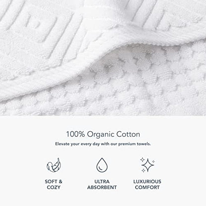 Texere 100% Organic Cotton Diamond Jacquard 700 GSM Luxury Bath Towel Sets, Soft and Absorbent Hotel Quality, Bath Towels, Hand Towels, Washcloths (Diamond, Bright White, 6 Piece) - color: Bright White (Diamond)