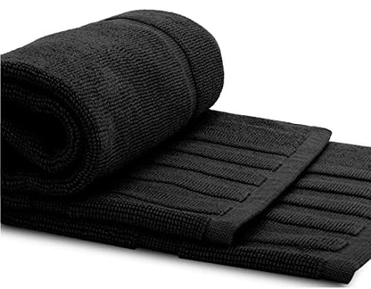 White Classic Luxury Bath Mat Floor Towel Set - Absorbent Cotton Hotel Spa Shower/Bathtub Mats [Not a Bathroom Rug] 22"x34" | 2 Pack | Black - color: 04: Black