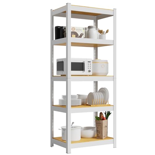 Durstruct 5 Tier White Metal Shelving Unit 24" W×16" D×60" H Adjustable Storage Utility Rack Heavy Duty Shelves Organization Multipurpose Shelf for Pantry Closet Kitchen Garage Bathroom - size: 24" W x 16" D x 60" H