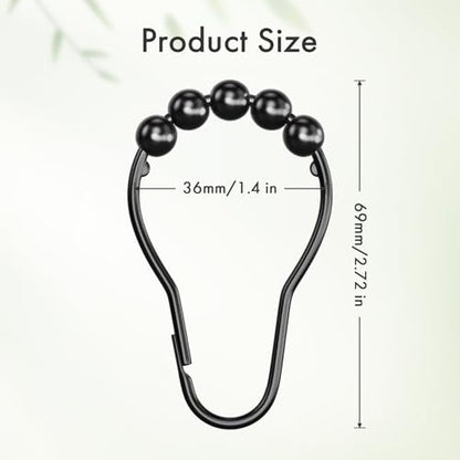Matte Black Shower Curtain Rings - Set of 12 - Rust-Resistant Metal Shower Hooks for Bathroom Shower Rod - color: Matte Black