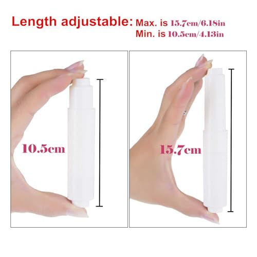 2 Pack White Toilet Paper Holder,Plastic Toilet Tissue Roll Holder Insert in Household Restaurant Toilet Replacement Roller Spring Loaded Rod - color: 2pcs-extended Version