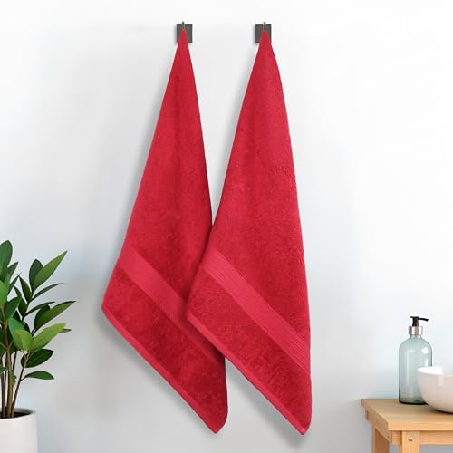 SUPERIOR Eco-Friendly Cotton Lightweight Bath Sheets, for Bathroom, Shower, Pool, Quick Dry Home Essentials, Sustainable Towels, 2 Pack Oversized Towels, Includes 2 Bath Sheets, 34" x 68", Cranberry - color: Cranberry - Z