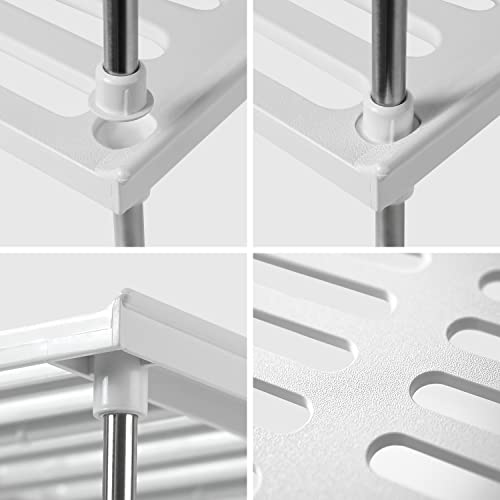 Stackable Kitchen Cabinet Organizer Set of 2 - White | Under Sink Cabinet Shelves and Storage, Pantry Storage Shelf Organizer, Kitchen Counter Shelf for Cupboard