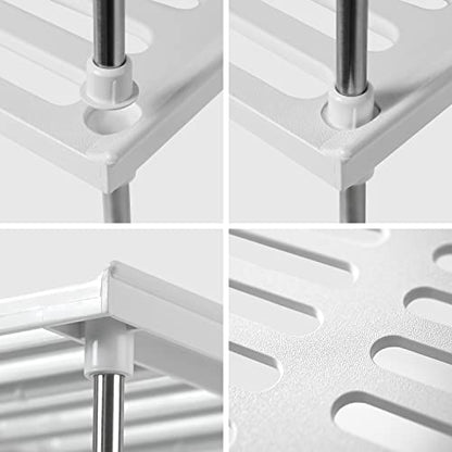 Stackable Kitchen Cabinet Organizer Set of 2 - White | Under Sink Cabinet Shelves and Storage, Pantry Storage Shelf Organizer, Kitchen Counter Shelf for Cupboard