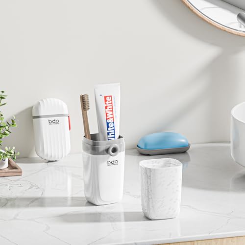 VITVITI Toothbrush Travel Case, Portable Leakproof Travel Soap Container Dish Tray, Portable 7.88 inch Toothpaste Toothbrush Holder with Cover for Trip/Bathroom/Camping, White A - color: White 2