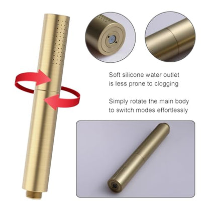 Brushed Gold Shower Head 2 in 1 Function High Pressure 7 inch Hand Held Shower Head Dual Modes High Flow Shower Wand with 59 inch Hose and Shower Bracket - color: Brushed Gold