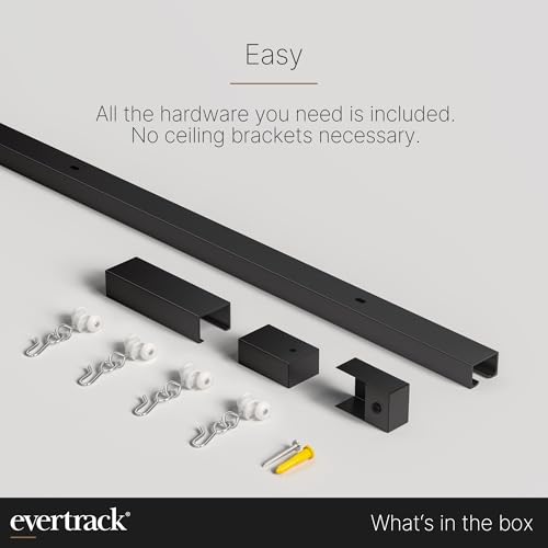 Curtain Track - Ceiling Mounted Curtain Rail for Curtains, Drapes, and Room Dividers - USA Made - Large+ (24 Feet), Jet Black - color: Jet Black, size: Large+ (24 Feet)