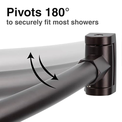JS Jackson Supplies Single Curved Shower Rod, Metal Construction, Adjustable Between 36 to 61 Inches, Aluminum Rods and Zinc Mounting Hardware, Quality Modern Bathware, Bronze Finish - color: Bronze