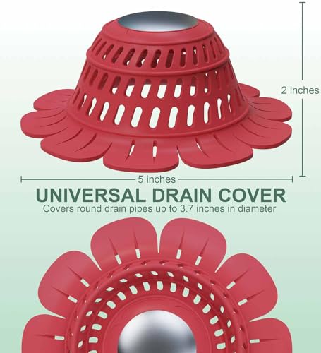 Silicone Drain Cover for Shower, Bathtub, Sink - Decorative Flower Strainer with Metal Weight & Large Holes - Stays Put, Prevents Clogs, Matches Bathroom Faucets, Flexible & Durable