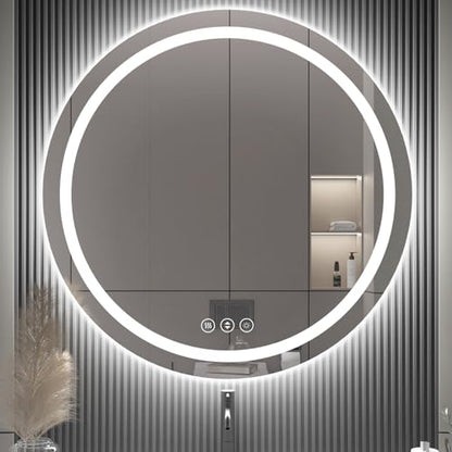 42" x 42" LED Bathroom Mirror with Lights, Backlit & Front Lighted, Wall-Mounted Vanity Mirror 3000K/4000K/6000K, Memory Functions, Anti-Fog, Dimmable Smart Mirror - size: 42"L x 42"W