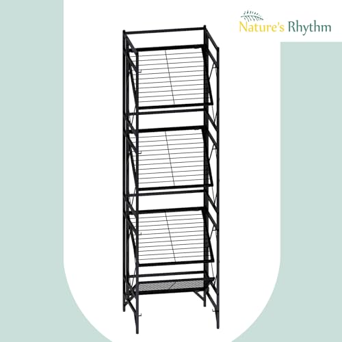 Nature's Rhythm 4-Tier Metal Storage Rack, Basement Storage Room Closet Shelving Utility Shelf Adjustable Garage Shelving Metal Shelving Unit (12.84 x 11.27 x 44.80inch, Black) - size: 4-Tier