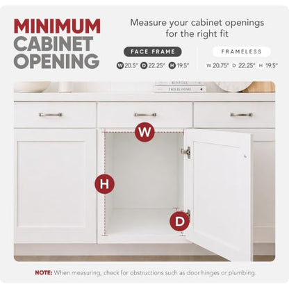 Rev-A-Shelf 2-Tier Pullout Shelf and Drawer Organizer for Kitchen Cabinets, Slide Out Storage Basket, Min Opening Width of 20.5", 21" x 22", 5WB2-2122CR-1 - size: 21" W x 22"D, style: Two Tier