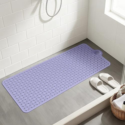 OTHWAY Bath Mat for Tub Non Slip: 39" X 17" Long Bathtub Mat with Hair Catcher│Big Drain Holes Shower Mats for Inside Shower│Machine Washable (Lavender) - color: Lavender