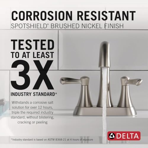 Delta Faucet Esato Centerset Bathroom Faucet Brushed Nickel, Bathroom Sink Faucet, Drain Assembly Included, SpotShield Brushed Nickel 25897LF-SP - color: Spotshield Brushed Nickel