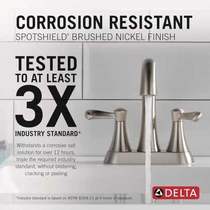 Delta Faucet Esato Centerset Bathroom Faucet Brushed Nickel, Bathroom Sink Faucet, Drain Assembly Included, SpotShield Brushed Nickel 25897LF-SP - color: Spotshield Brushed Nickel