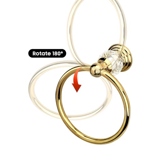 Crystal Gold Towel Ring, Gold Bathroom Towel Holder Ring, Golden Towel Rack Hanger Home Hand Towel Ring Towel Holder for Bathroom Wall Mounted Bathroom Accessory - color: Gold