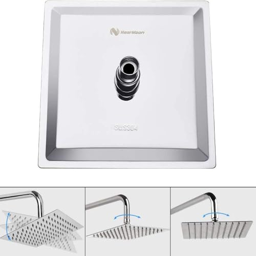 NearMoon Square Rain Shower Head With Extension Arm, Large Stainless Steel Rainfall Shower-Waterfall Full Body Coverage (16 Inch, Chrome) - color: Chrome, size: 16 Inch