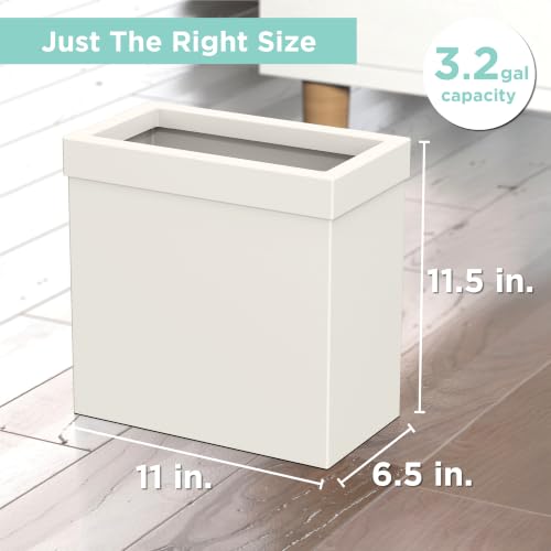 Gatco Modern Rectangle Wastebasket, Matte Pearl - Stainless Steel Trash Can with Removable Lid, Leakproof, 3 Gallon Capacity for Bathroom, Bedroom, Kitchen, or Office - color: Matte Pearl