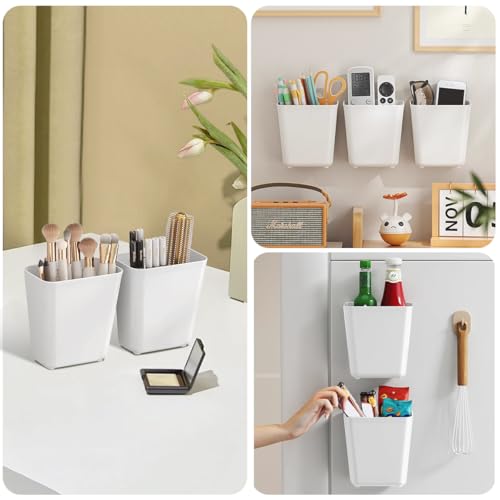 6Pcs Kitchen Cabinet Door Storage Box, Self Adhesive Wall Mounted Cabinet Door Organizer Bin, Stackable Storage Basket for Kitchen Bathroom RV Office Refrigerator Small Items Organizer