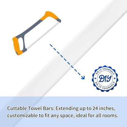 2 Pack 24 Inch Towel Bar for Bathroom Wall Mount, Spring Loaded Replacement Towel Rods for Bathroom Shower Towel Racks and Holder - size: white-2 pieces