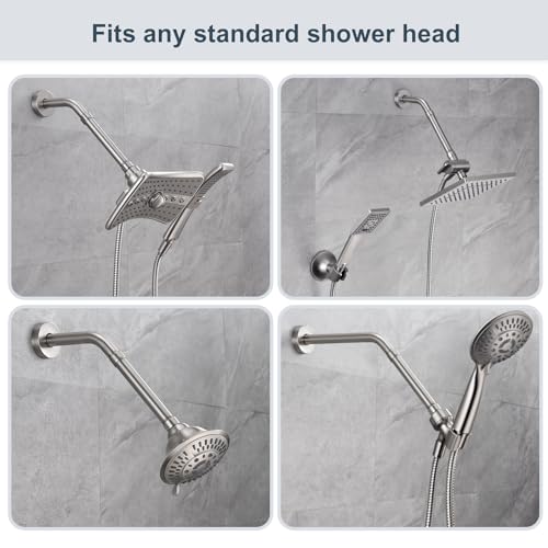 BRIGHT SHOWERS Shower Arm Extender for Rain and Handheld, 6 Inch Extension Arm, Pipe Extension for Lowering Showerhead, Brushed Nickel - color: Brushed Nickel, style: 6 Inch Extension