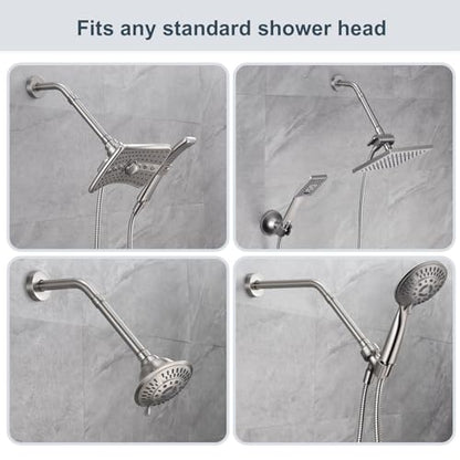 BRIGHT SHOWERS Shower Arm Extender for Rain and Handheld, 6 Inch Extension Arm, Pipe Extension for Lowering Showerhead, Brushed Nickel - color: Brushed Nickel, style: 6 Inch Extension