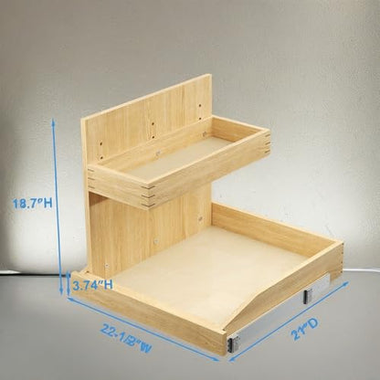 22½"W x 21" D 2-Tier Under Sink Pull Out Organizer, Hard Close Sliding Shelf with U Bracket, Left-Side Adjustable Storage for Kitchen & Bathroom - color: Hard Close-left Side