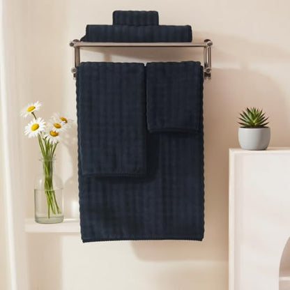 COZYART Lint Free 8 Pcs Bathroom Towels Set Ultra Soft Microfiber Black | Fluffy, Thick, Highly Absorbent, Fast Dry, No Shedding, No Pilling, Fade Resistant, Durable, Long-lasting - color: Charcoal Black