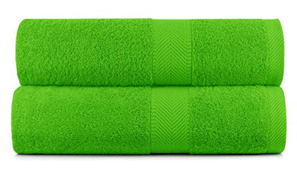 BY LORA 2-Pack Oversized Bath Sheets, Terry Cotton Hotel Large Towels, Lime Green - color: Lime, size: Bath Sheet 2-Pack