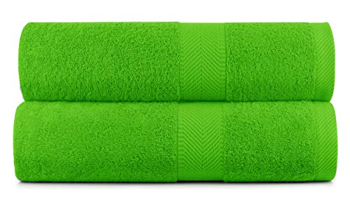 BY LORA 2-Pack Oversized Bath Sheets, Terry Cotton Hotel Large Towels, Lime Green - color: Lime, size: Bath Sheet 2-Pack