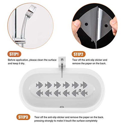 Secopad Bathtub Stickers Non-Slip, 24 PCS Safety Shower Treads Adhesive Appliques with Premium Scraper (Gray) - color: Grey