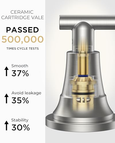 FORIOUS Brushed Nickel Bathroom Faucet 3 Holes, Widespread Bathroom Faucets | 8 Inch Widespread Bathroom Faucet 3 hole Vanity and 4 Inch Bathroom Faucet Centerset 2 Hole for B2B Commercial, Spare Aerator - color: Stainless Steel, style: Modern