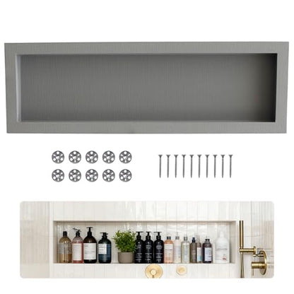 Big Long Shower Niche 12x46(Embedded Size 13x47), Mortar Surface Give Stronger Bonding Strength to Tiles, Waterproof Coating Double Protection Against Water, Perfect as Bathroom Niche - size: 12" x 46"