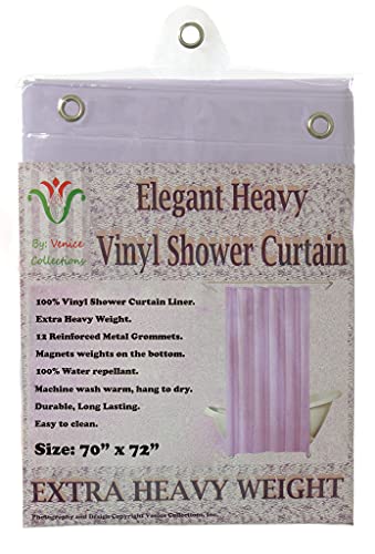 Elegant Heavy Duty Vinyl Shower Curtain Liner with 12 Metal Grommets Lilac - color: Lilac