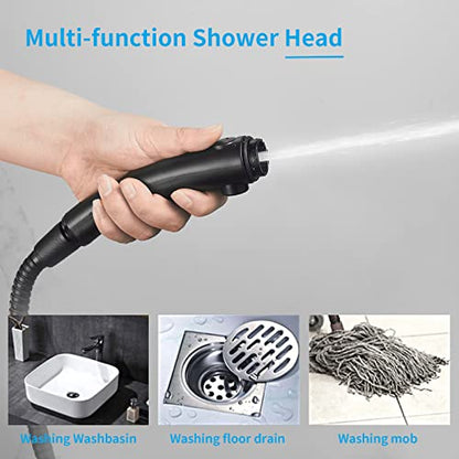RV & Camper High Pressure Handheld Shower Head with Pause Button | 3 Spray Modes with ON/OFF Switch, Detachable Dog Shower Attachment, Pet Shower Wand with Bracket & Hose, Matte Black - color: Black