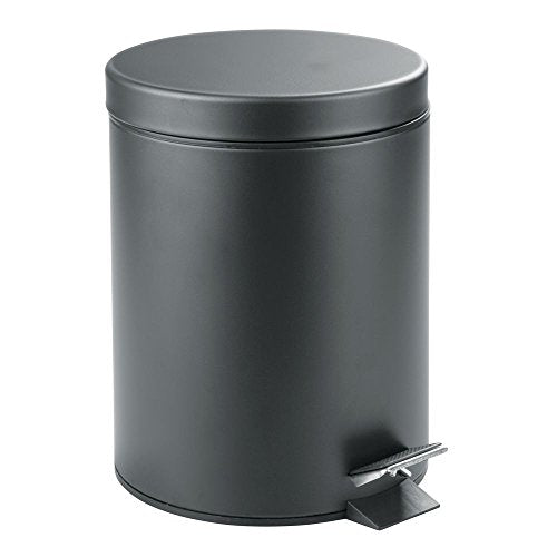 InterDesign 5-Liter Steel Step Waste Can with Bucket Insert – Matte Gray 5L - color: Matte Gray, style: Pack of 1
